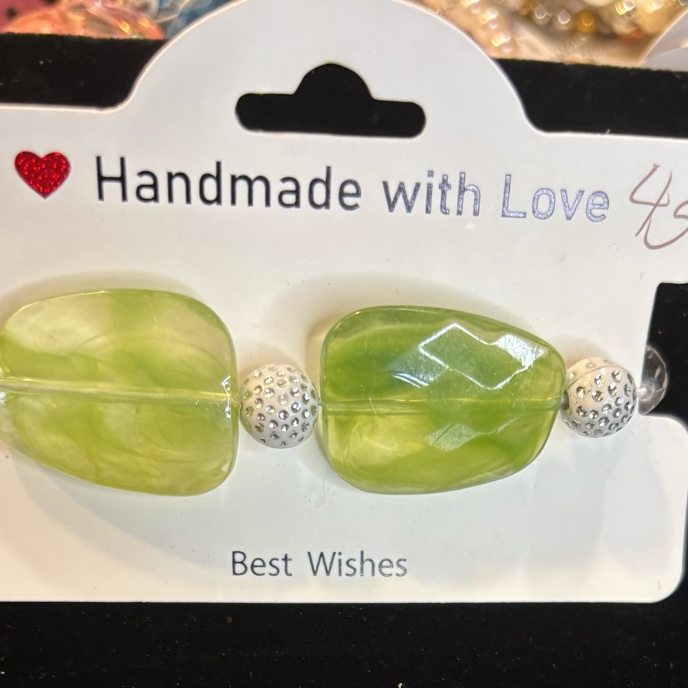 Handmade Green and Silver Bracelets